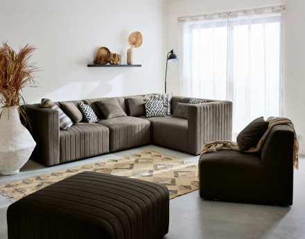 Module d'assise gauche en velours Nova