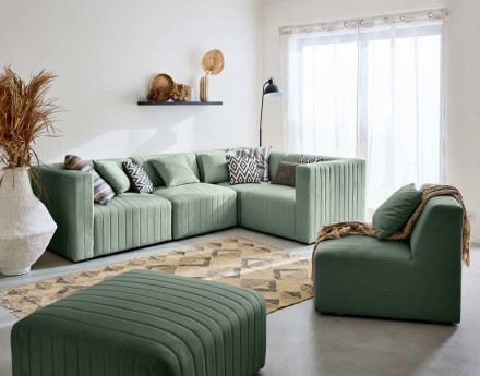 Module d'assise gauche en velours Nova