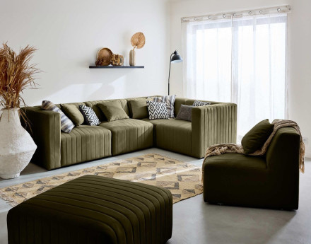 Module d'assise gauche en velours Nova