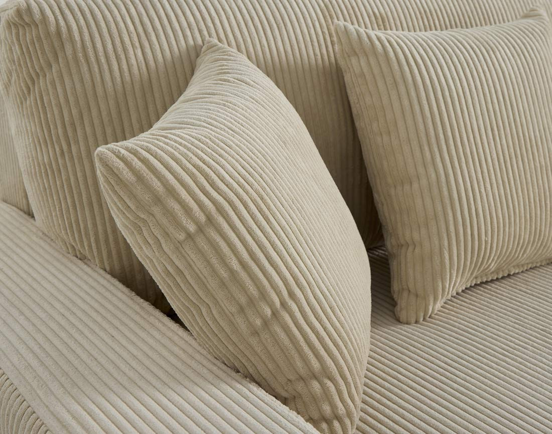 Canapé panoramique en U 7 places convertible avec coffre en velours côtelé Pivoine Canapé panoramique en U 7 places convertible avec coffre en velours côtelé Pivoine