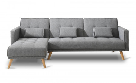 SCANDINAVE - Canapé d'angle réversible convertible - 267x151x88cm - Gris clair SCANDINAVE - Canapé d'angle réversible convertible - 267x151x88cm - Gris clair