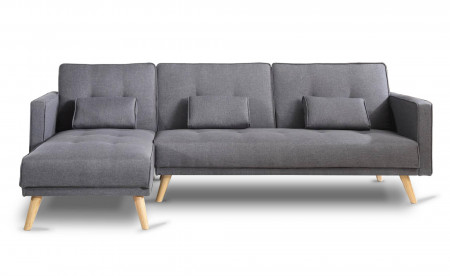 SCANDINAVE - Canapé d'angle réversible convertible - 267x151x88cm - Gris foncé SCANDINAVE - Canapé d'angle réversible convertible - 267x151x88cm - Gris foncé