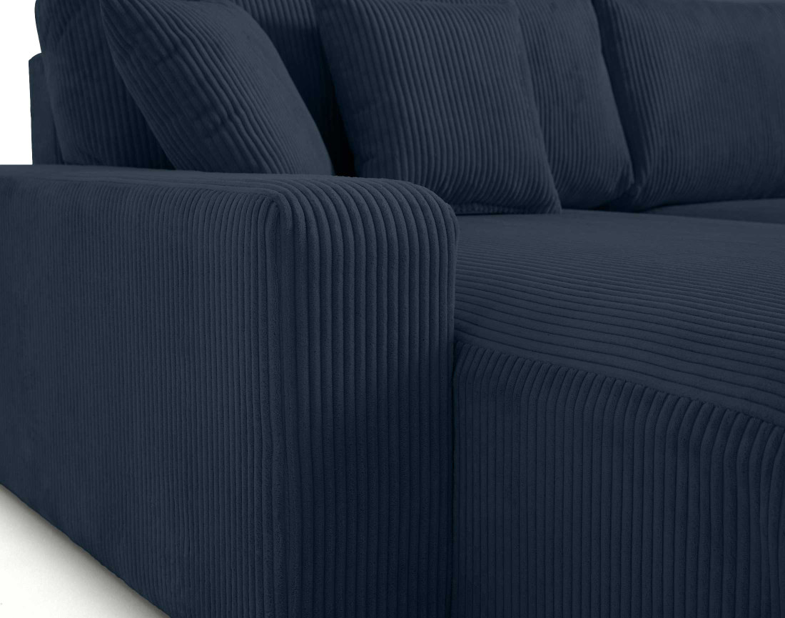 Canapé panoramique en U 7 places convertible avec coffre en velours côtelé Pivoine