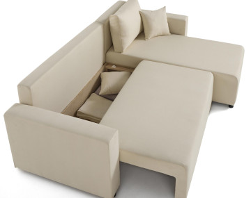 Canapé d'angle réversible 4 places convertible avec coffre en tissu Regala