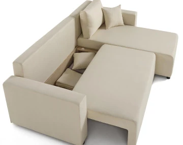 Canapé d'angle réversible 4 places convertible avec coffre en tissu Regala