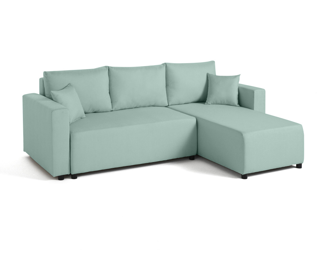 Canapé d'angle réversible 4 places convertible avec coffre en tissu Regala
