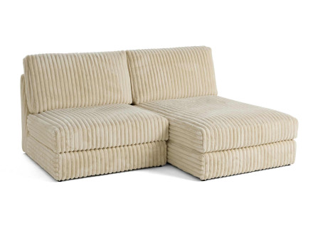 Canapé d'angle modulable 4 places en fausse fourrure côtelée Jasper