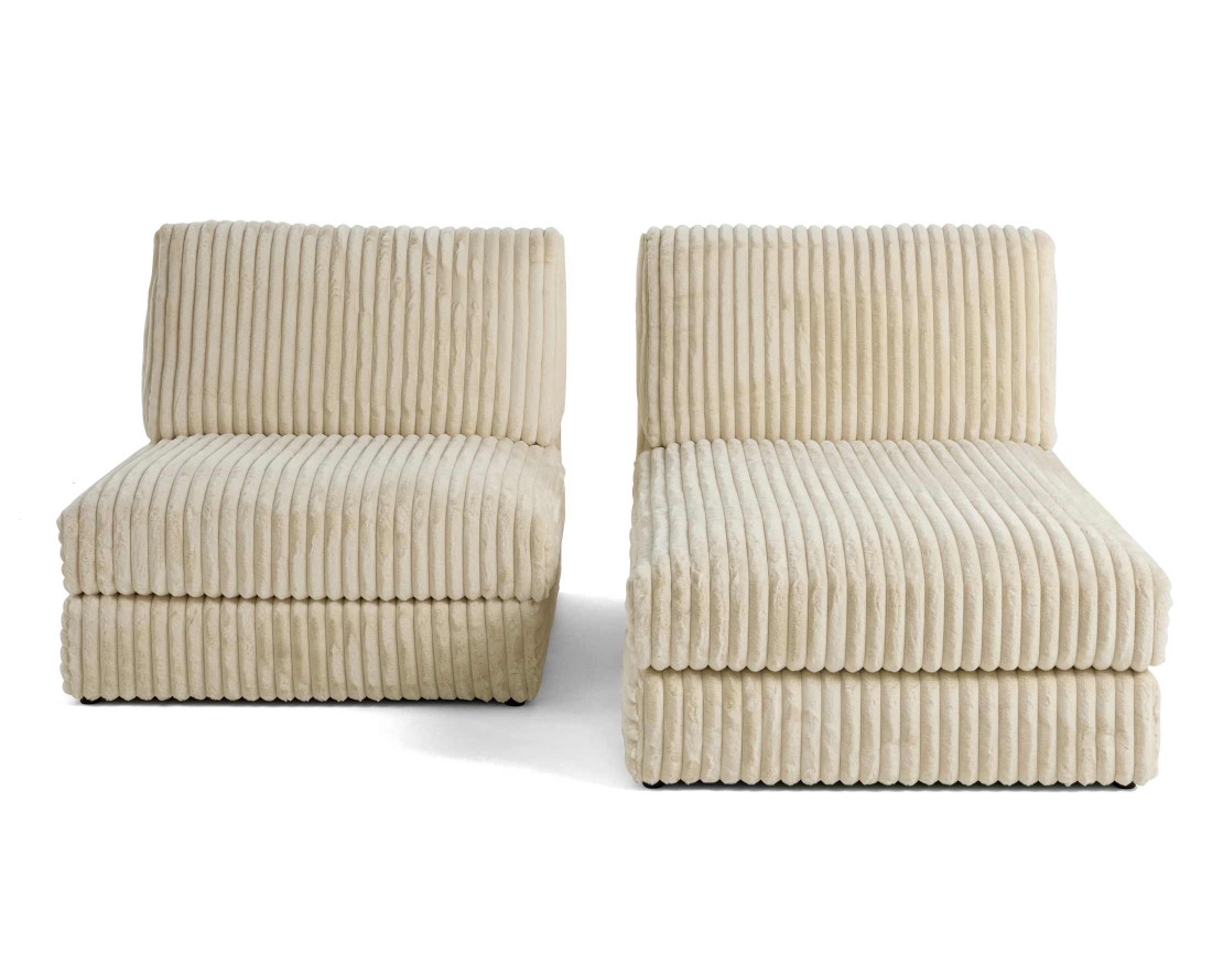 Canapé d'angle modulable 4 places en fausse fourrure côtelée Jasper