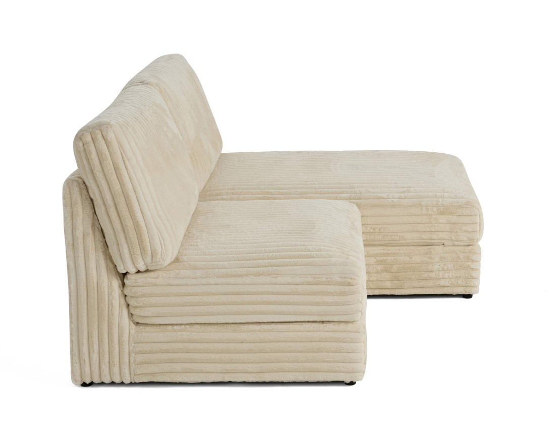 Canapé d'angle modulable 4 places en fausse fourrure côtelée Jasper