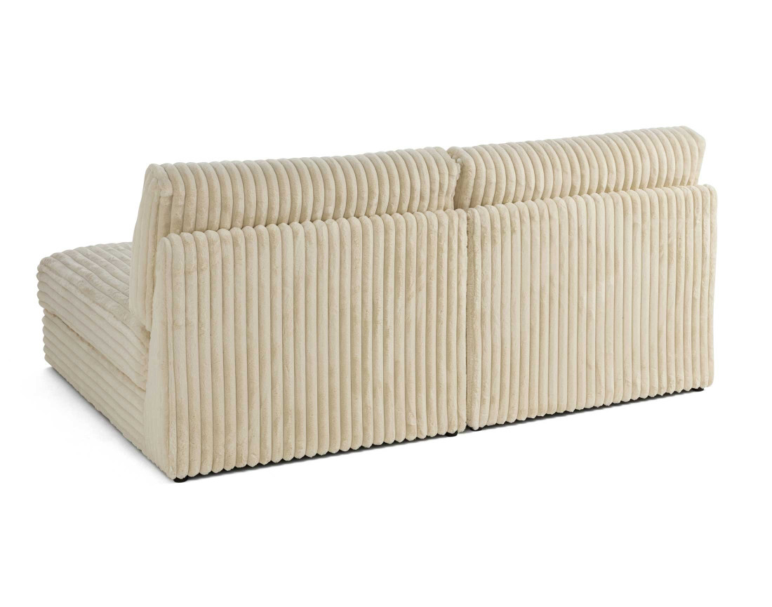 Canapé d'angle modulable 4 places en fausse fourrure côtelée Jasper