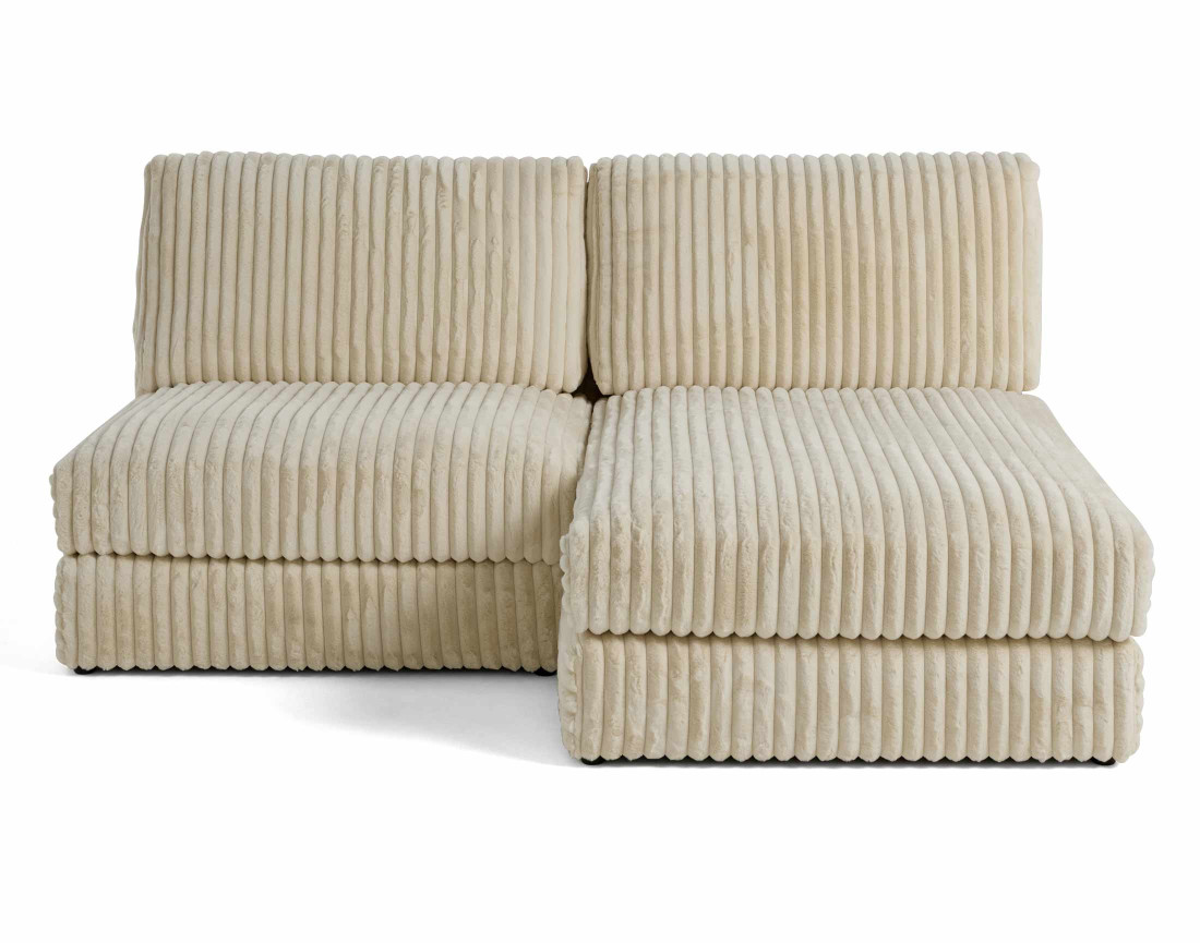 Canapé d'angle modulable 4 places en fausse fourrure côtelée Jasper