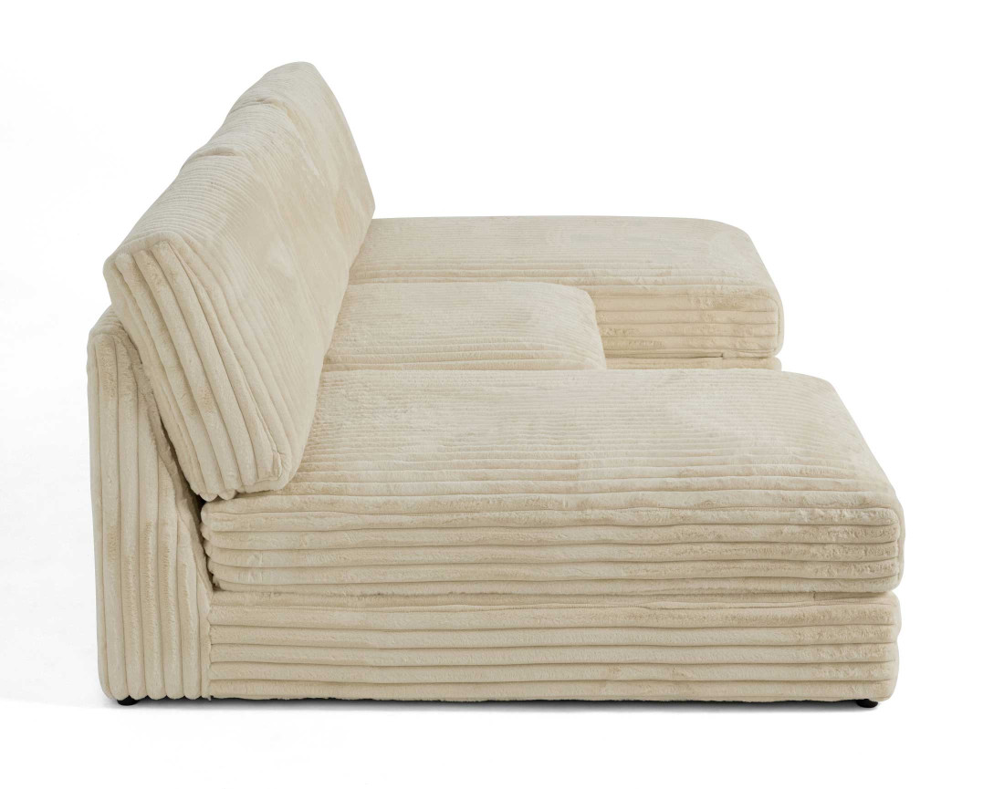 Canapé panoramique modulable en fausse fourrure côtelée