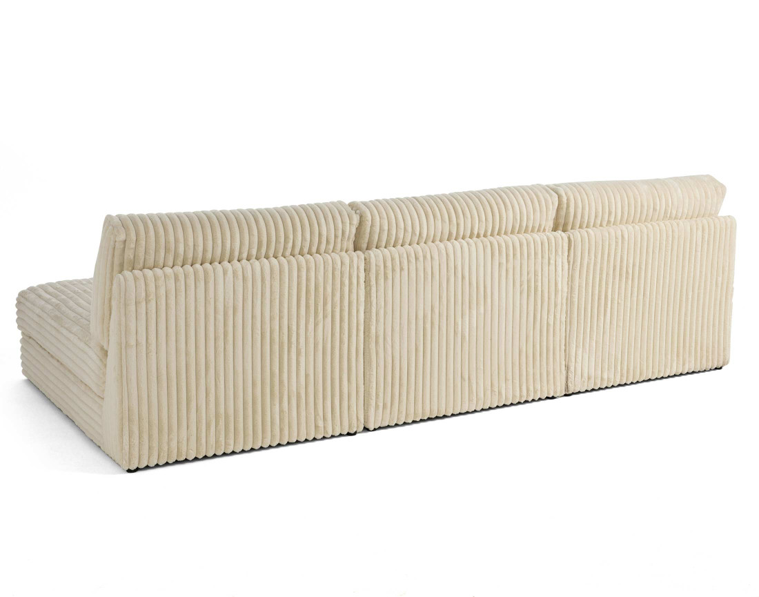 Canapé panoramique modulable en fausse fourrure côtelée