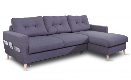 OSLO - Canapé d'angle droit convertible - Gris foncé - 225x147x86cm OSLO - Canapé d'angle droit convertible - Gris foncé - 225x147x86cm