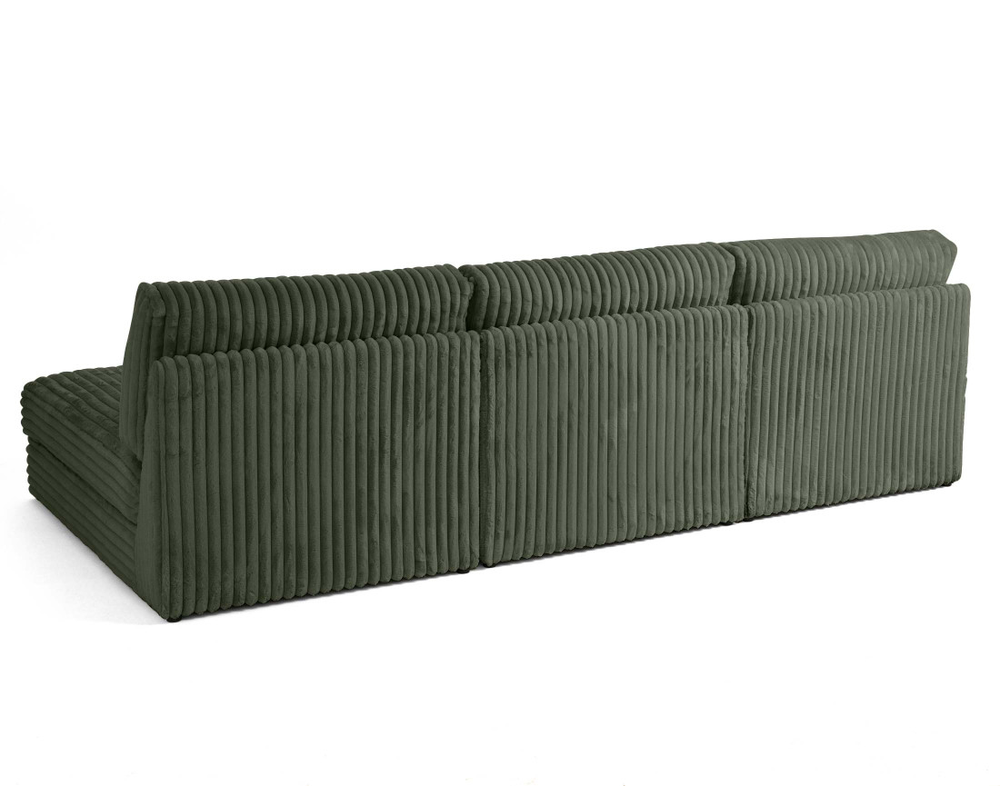 Canapé panoramique modulable en fausse fourrure côtelée