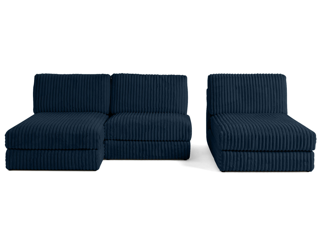 Canapé panoramique modulable en fausse fourrure côtelée