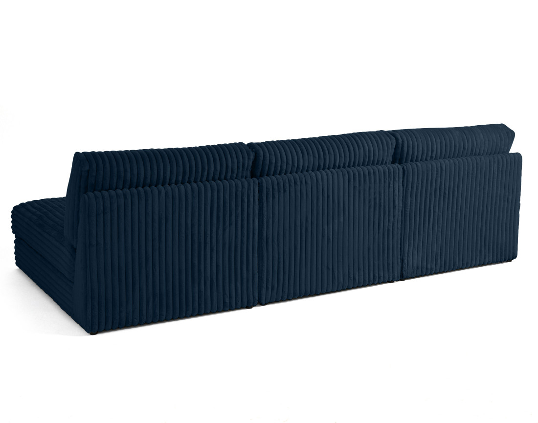 Canapé panoramique modulable en fausse fourrure côtelée