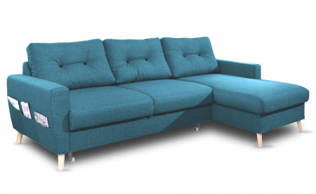 OSLO - Canapé d'angle droit convertible - Bleu canard - 225x147x86cm - Bobochic OSLO - Canapé d'angle droit convertible - Bleu canard - 225x147x86cm - Bobochic