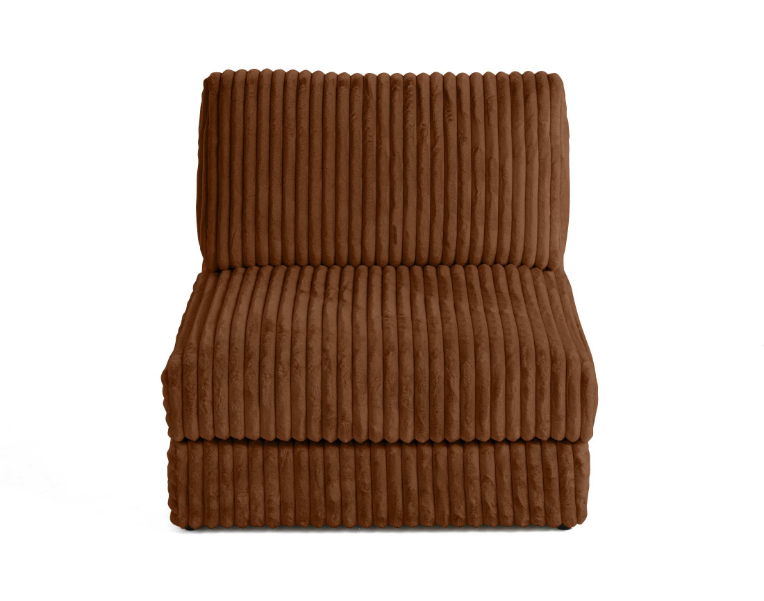 Module d'assise sans accoudoirs en fausse fourrure côtelée Jasper