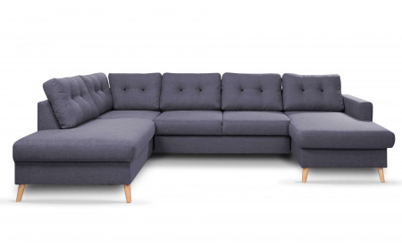 OSLO - Canapé panoramique convertible - Gris foncé - 290x87x149cm OSLO - Canapé panoramique convertible - Gris foncé - 290x87x149cm