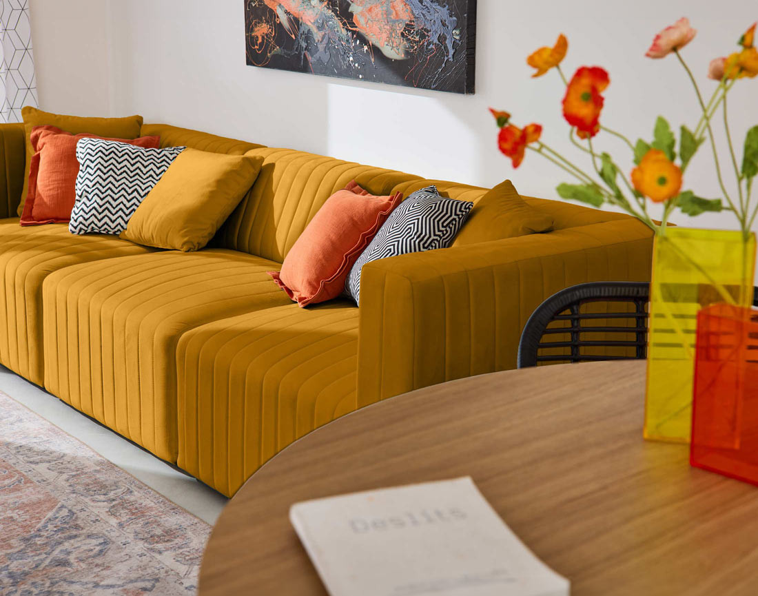 Canapé modulable 3 places en velours Nova