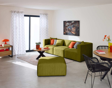 Canapé modulable 3 places en velours Nova