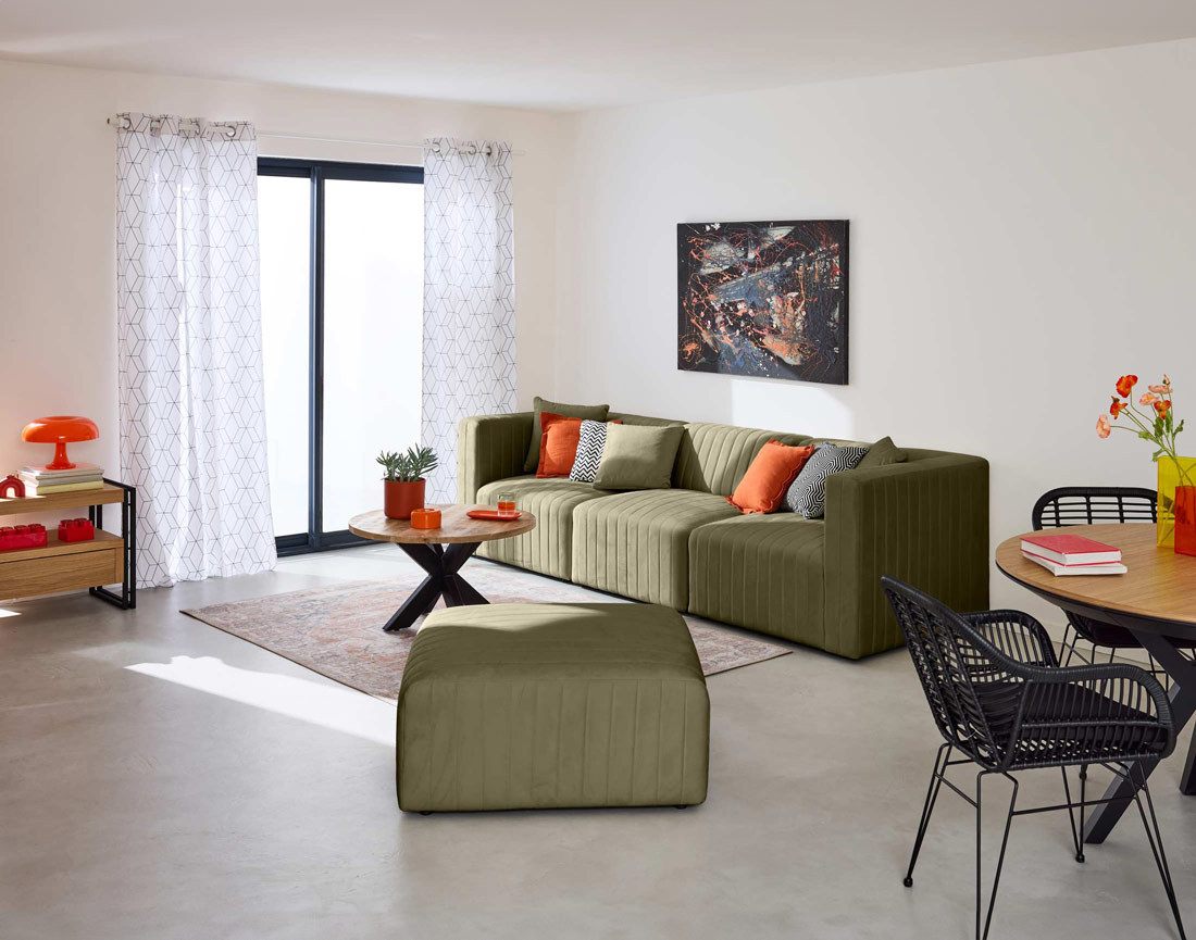 Canapé modulable 3 places en velours Nova