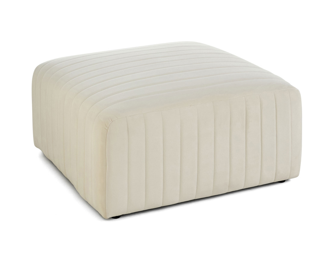 Canapé modulable d'angle droit 5 places avec pouf d'appoint en velours Nova