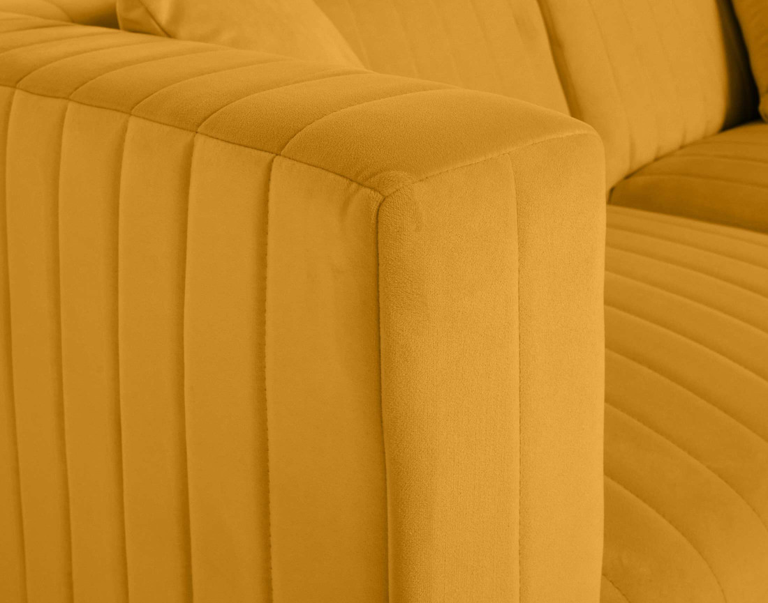 Canapé modulable d'angle droit 5 places avec pouf d'appoint en velours Nova