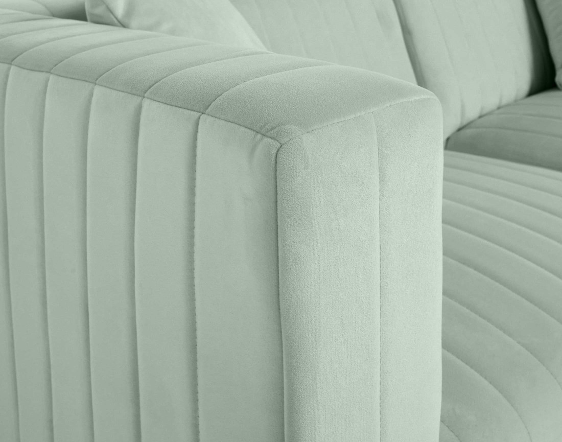 Canapé modulable d'angle droit 5 places avec pouf d'appoint en velours Nova Canapé modulable d'angle droit 5 places avec pouf d'appoint en velours Nova