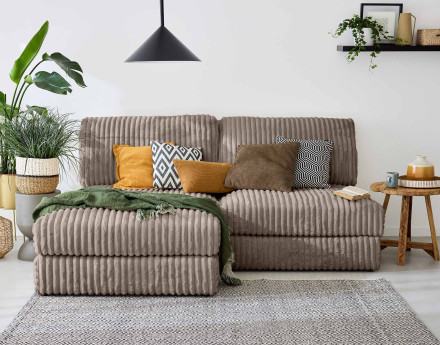 Module d'assise sans accoudoirs en fausse fourrure côtelée Jasper