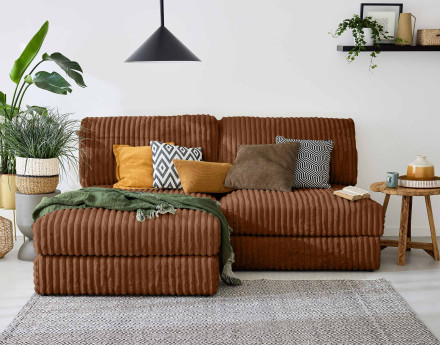 Module d'assise sans accoudoirs en fausse fourrure côtelée Jasper