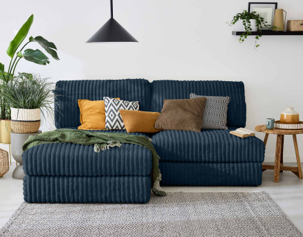 Module d'assise sans accoudoirs en fausse fourrure côtelée Jasper