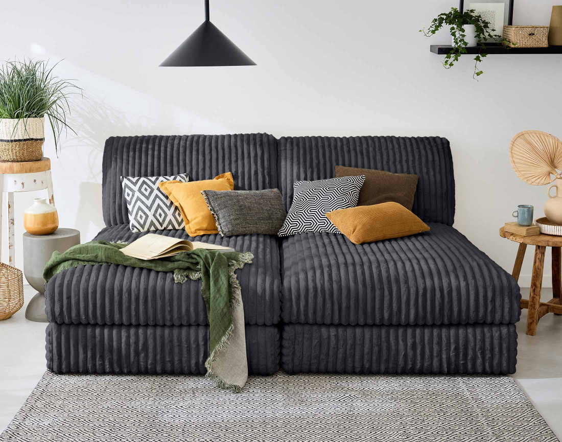 Module méridienne en fausse fourrure côtelée Jasper