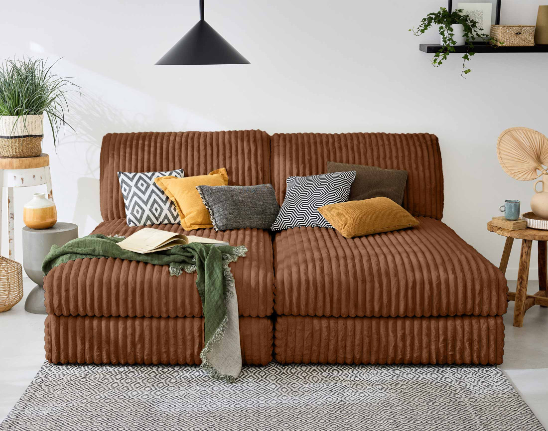 Module méridienne en fausse fourrure côtelée Jasper