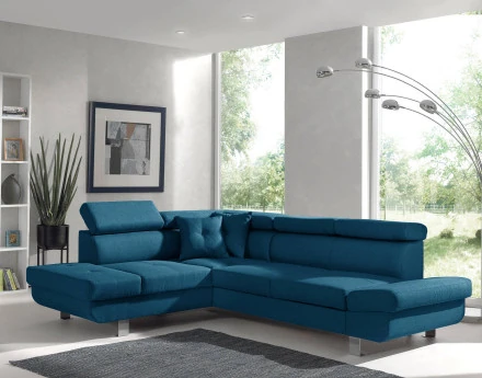 Lisbona – canapé d’angle gauche convertible avec têtières relevables