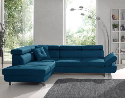 Lisbona – canapé d’angle gauche convertible avec têtières relevables