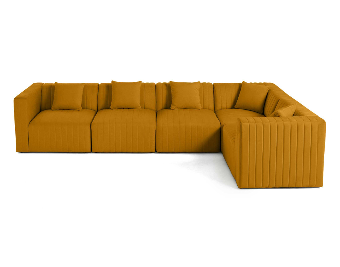 Canapé modulable d'angle réversible 6 places en velours Nova