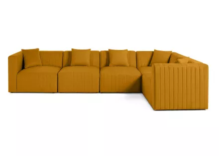 Canapé modulable d'angle réversible 6 places en velours Nova