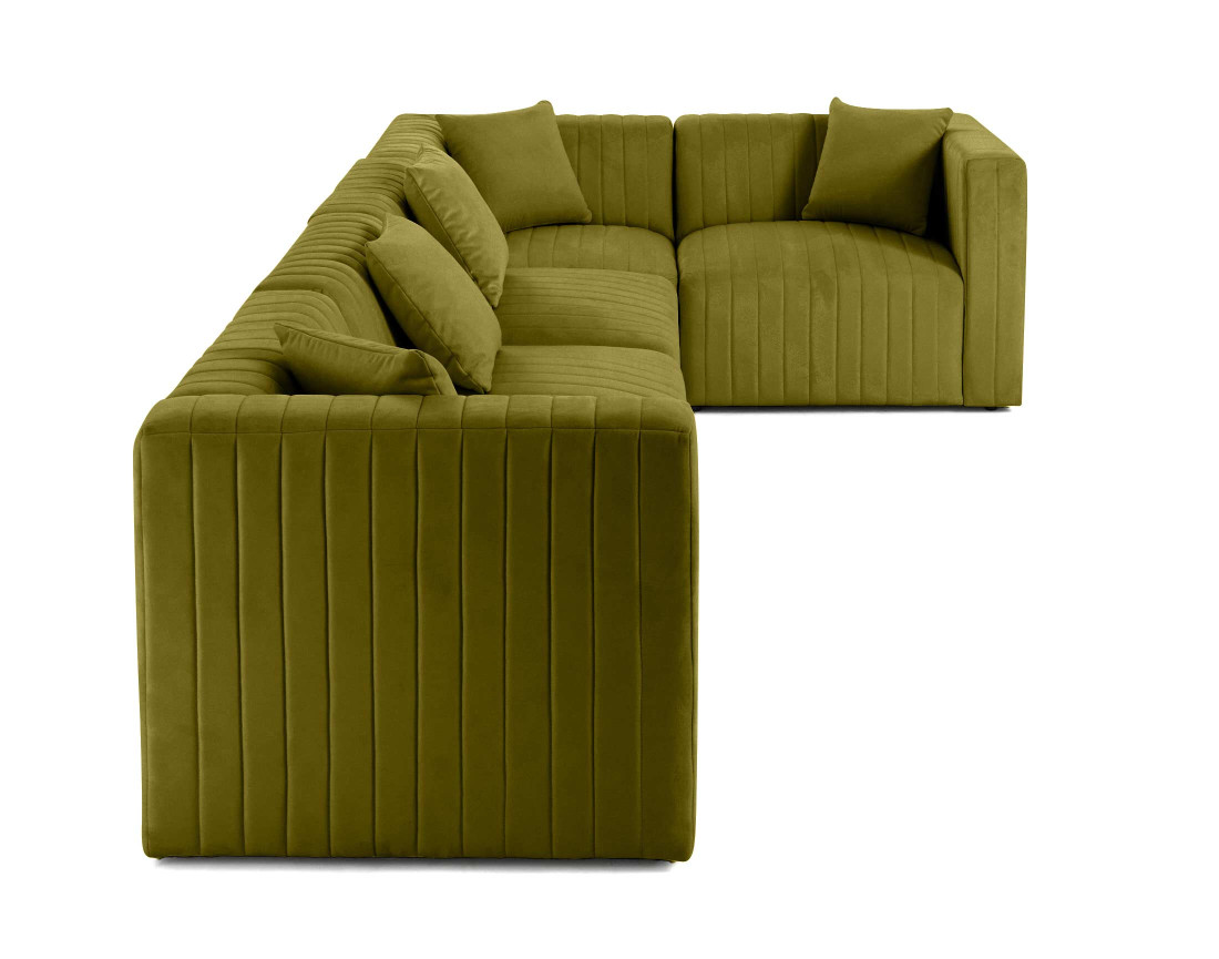 Canapé modulable d'angle réversible 6 places en velours Nova