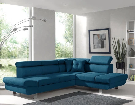 Lisbona – canapé d’angle droit convertible avec têtières relevables