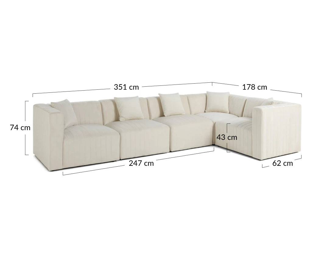 Canapé modulable d'angle réversible 6 places en velours Nova