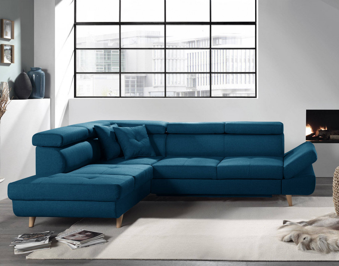 Linea - Canapé d'angle gauche convertible scandinave - L 252 x P 190cm
