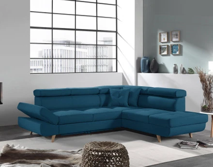 Linea - Canapé d'angle droit convertible - 5 places - avec têtières