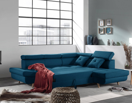 Linea - Canapé d'angle droit convertible - 5 places - avec têtières