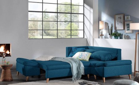 Rosa - Canapé d'angle scandinave droite convertible avec rangement - 258x196x85cm Rosa - Canapé d'angle scandinave droite convertible avec rangement - 258x196x85cm