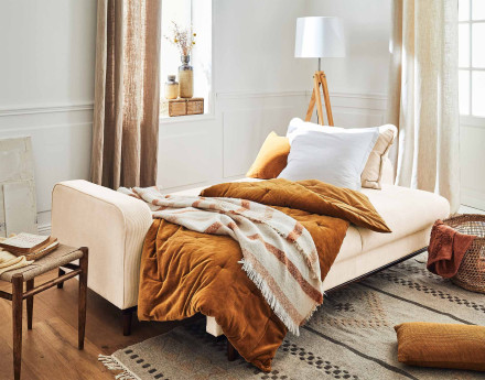 Canapé 3 places - convertible avec coffre en velours côtelé Albane