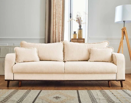 Canapé 3 places - convertible avec coffre en velours côtelé Albane