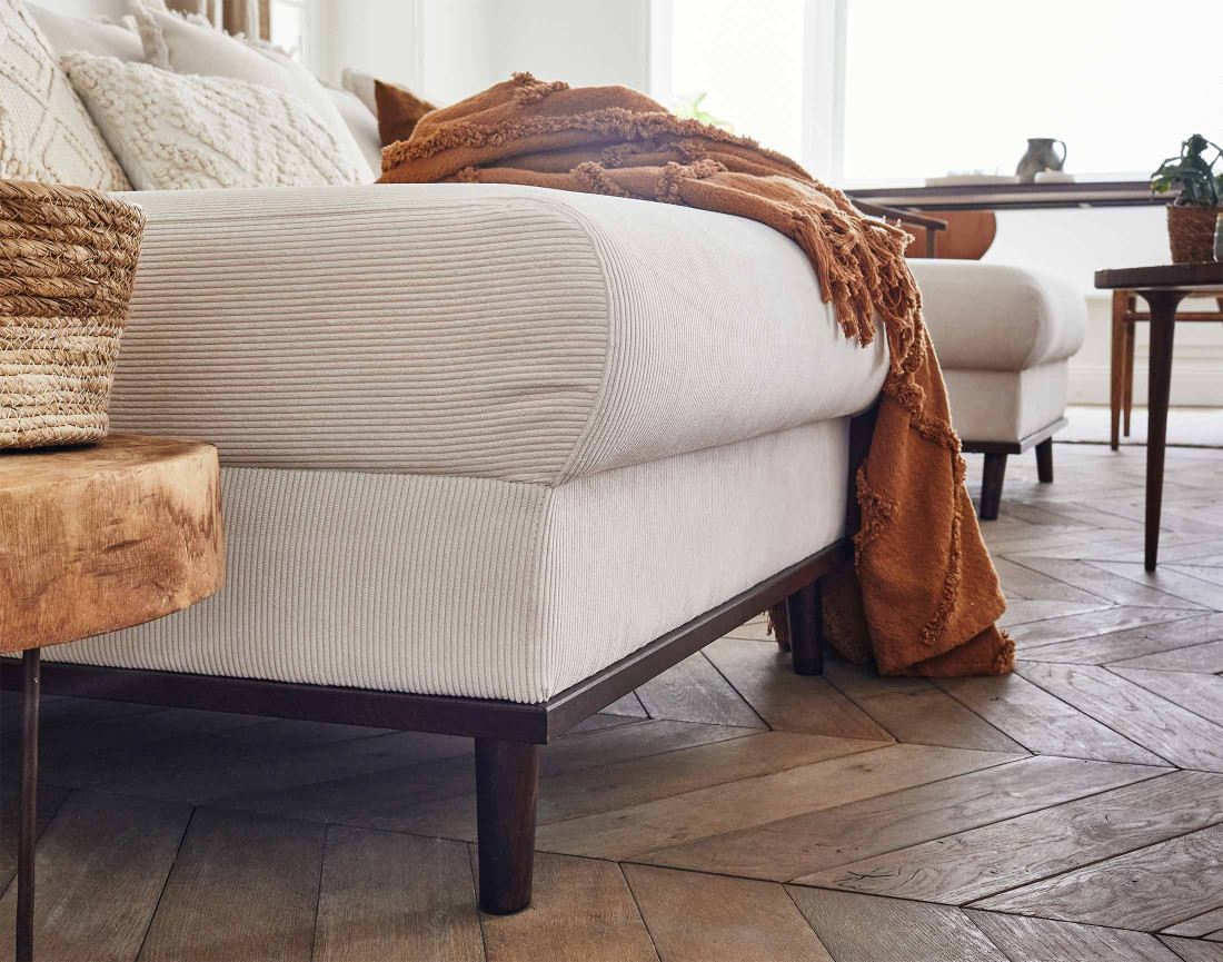 Canapé panoramique en U 7 places en velours côtelé Albane