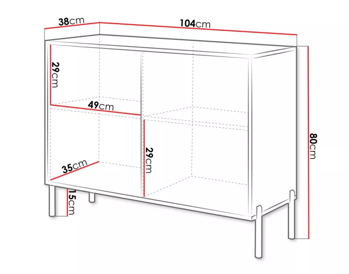 Buffet 2 portes noir et pieds dorés 104cm Velloso